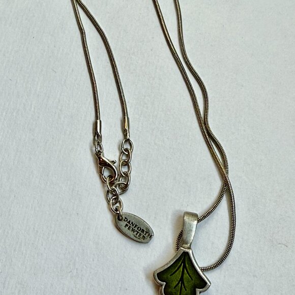 Danforth Pewter Necklace Simple Charm and Chain - Leaf  Botanical Plant Gift - Picture 3 of 4